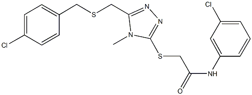 2-[(5-{[(4-chlorobenzyl)sulfanyl]methyl}-4-methyl-4H-1,2,4-triazol-3-yl)sulfanyl]-N-(3-chlorophenyl)acetamide 结构式