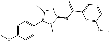 3-methoxy-N-(4-(4-methoxyphenyl)-3,5-dimethyl-1,3-thiazol-2(3H)-ylidene)benzamide Struktur