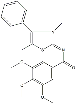 N-(3,5-dimethyl-4-phenyl-1,3-thiazol-2(3H)-ylidene)-3,4,5-trimethoxybenzamide,723298-85-9,结构式