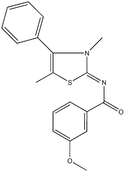 N-(3,5-dimethyl-4-phenyl-1,3-thiazol-2(3H)-ylidene)-3-methoxybenzamide Struktur