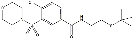 N-[2-(tert-butylsulfanyl)ethyl]-4-chloro-3-(4-morpholinylsulfonyl)benzamide 化学構造式