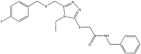 N-benzyl-2-[(4-ethyl-5-{[(4-fluorobenzyl)sulfanyl]methyl}-4H-1,2,4-triazol-3-yl)sulfanyl]acetamide,723299-11-4,结构式