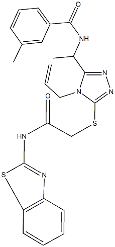 N-[1-(4-allyl-5-{[2-(1,3-benzothiazol-2-ylamino)-2-oxoethyl]sulfanyl}-4H-1,2,4-triazol-3-yl)ethyl]-3-methylbenzamide Struktur