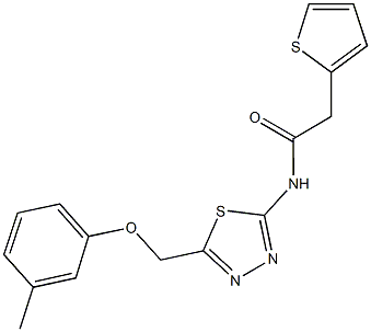 N-{5-[(3-methylphenoxy)methyl]-1,3,4-thiadiazol-2-yl}-2-(2-thienyl)acetamide Structure