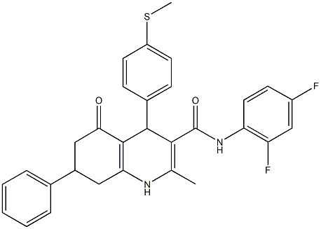 N-(2,4-difluorophenyl)-2-methyl-4-[4-(methylthio)phenyl]-5-oxo-7-phenyl-1,4,5,6,7,8-hexahydro-3-quinolinecarboxamide 结构式