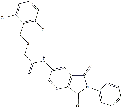 2-[(2,6-dichlorobenzyl)sulfanyl]-N-(1,3-dioxo-2-phenyl-2,3-dihydro-1H-isoindol-5-yl)acetamide Struktur