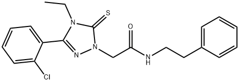 2-[3-(2-chlorophenyl)-4-ethyl-5-thioxo-4,5-dihydro-1H-1,2,4-triazol-1-yl]-N-(2-phenylethyl)acetamide Struktur