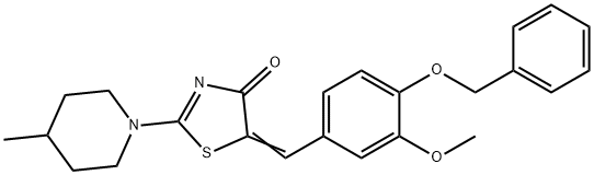 5-[4-(benzyloxy)-3-methoxybenzylidene]-2-(4-methyl-1-piperidinyl)-1,3-thiazol-4(5H)-one Struktur