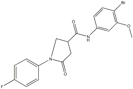 N-(4-bromo-3-methoxyphenyl)-1-(4-fluorophenyl)-5-oxo-3-pyrrolidinecarboxamide 化学構造式