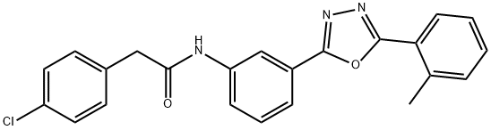 2-(4-chlorophenyl)-N-{3-[5-(2-methylphenyl)-1,3,4-oxadiazol-2-yl]phenyl}acetamide 化学構造式