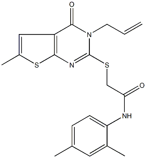2-[(3-allyl-6-methyl-4-oxo-3,4-dihydrothieno[2,3-d]pyrimidin-2-yl)thio]-N-(2,4-dimethylphenyl)acetamide Struktur