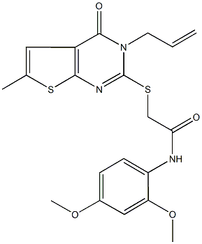 2-[(3-allyl-6-methyl-4-oxo-3,4-dihydrothieno[2,3-d]pyrimidin-2-yl)thio]-N-(2,4-dimethoxyphenyl)acetamide Struktur