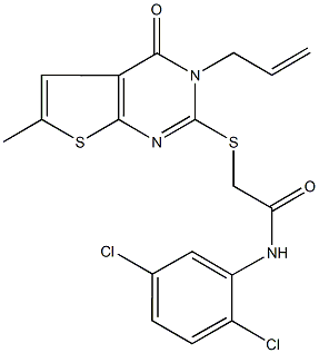 2-[(3-allyl-6-methyl-4-oxo-3,4-dihydrothieno[2,3-d]pyrimidin-2-yl)thio]-N-(2,5-dichlorophenyl)acetamide,723737-04-0,结构式