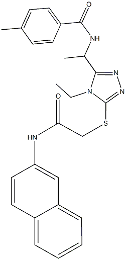 N-[1-(4-ethyl-5-{[2-(2-naphthylamino)-2-oxoethyl]sulfanyl}-4H-1,2,4-triazol-3-yl)ethyl]-4-methylbenzamide Structure