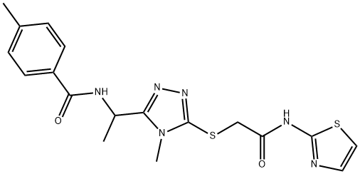 723737-14-2 4-methyl-N-[1-(4-methyl-5-{[2-oxo-2-(1,3-thiazol-2-ylamino)ethyl]sulfanyl}-4H-1,2,4-triazol-3-yl)ethyl]benzamide