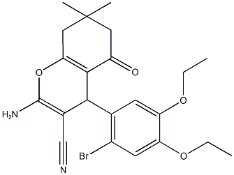 2-amino-4-(2-bromo-4,5-diethoxyphenyl)-7,7-dimethyl-5-oxo-5,6,7,8-tetrahydro-4H-chromene-3-carbonitrile,723737-20-0,结构式