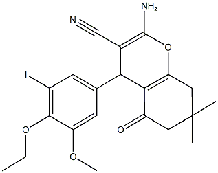 2-amino-4-(4-ethoxy-3-iodo-5-methoxyphenyl)-7,7-dimethyl-5-oxo-5,6,7,8-tetrahydro-4H-chromene-3-carbonitrile,723737-28-8,结构式