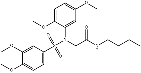 N-butyl-2-{[(3,4-dimethoxyphenyl)sulfonyl]-2,5-dimethoxyanilino}acetamide 结构式