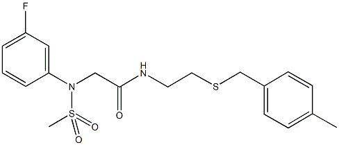 2-[3-fluoro(methylsulfonyl)anilino]-N-{2-[(4-methylbenzyl)sulfanyl]ethyl}acetamide Struktur