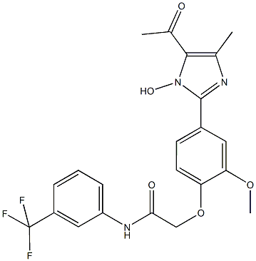 2-[4-(5-acetyl-1-hydroxy-4-methyl-1H-imidazol-2-yl)-2-methoxyphenoxy]-N-[3-(trifluoromethyl)phenyl]acetamide,723737-54-0,结构式