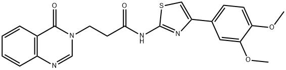N-[4-(3,4-dimethoxyphenyl)-1,3-thiazol-2-yl]-3-(4-oxo-3(4H)-quinazolinyl)propanamide,723738-12-3,结构式