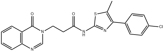 N-[4-(4-chlorophenyl)-5-methyl-1,3-thiazol-2-yl]-3-(4-oxo-3(4H)-quinazolinyl)propanamide,723738-15-6,结构式