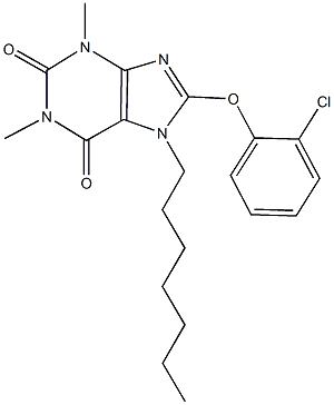 8-(2-chlorophenoxy)-7-heptyl-1,3-dimethyl-3,7-dihydro-1H-purine-2,6-dione Structure