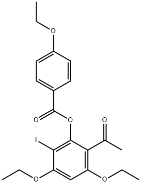 2-acetyl-3,5-diethoxy-6-iodophenyl4-ethoxybenzoate Struktur