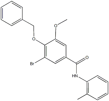 4-(benzyloxy)-3-bromo-5-methoxy-N-(2-methylphenyl)benzamide,723738-96-3,结构式