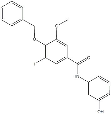 4-(benzyloxy)-N-(3-hydroxyphenyl)-3-iodo-5-methoxybenzamide 化学構造式