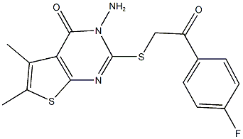 3-amino-2-{[2-(4-fluorophenyl)-2-oxoethyl]sulfanyl}-5,6-dimethylthieno[2,3-d]pyrimidin-4(3H)-one,723739-34-2,结构式