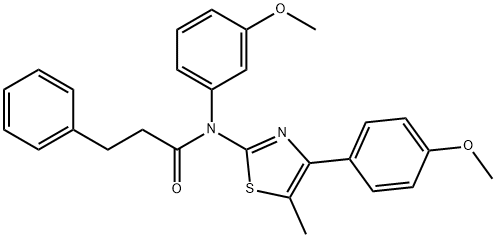 N-(3-methoxyphenyl)-N-[4-(4-methoxyphenyl)-5-methyl-1,3-thiazol-2-yl]-3-phenylpropanamide 化学構造式