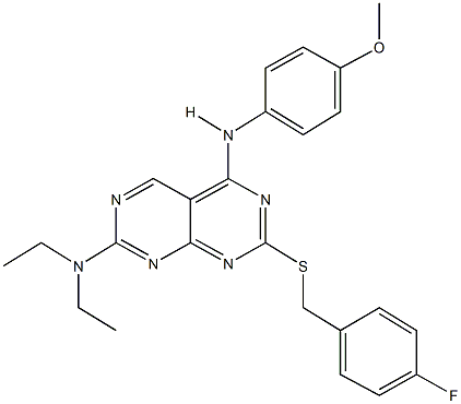 N-{7-(diethylamino)-2-[(4-fluorobenzyl)sulfanyl]pyrimido[4,5-d]pyrimidin-4-yl}-N-(4-methoxyphenyl)amine Structure