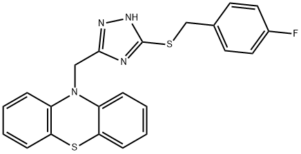 4-fluorobenzyl 3-(10H-phenothiazin-10-ylmethyl)-1H-1,2,4-triazol-5-yl sulfide Structure