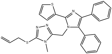 allyl 5-{[4,5-diphenyl-2-(2-thienyl)-1H-imidazol-1-yl]methyl}-4-methyl-4H-1,2,4-triazol-3-yl sulfide 化学構造式