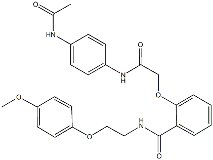 2-{2-[4-(acetylamino)anilino]-2-oxoethoxy}-N-[2-(4-methoxyphenoxy)ethyl]benzamide Struktur