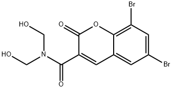 6,8-dibromo-N,N-bis(hydroxymethyl)-2-oxo-2H-chromene-3-carboxamide 结构式