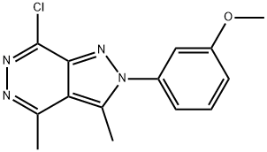 7-chloro-2-(3-methoxyphenyl)-3,4-dimethyl-2H-pyrazolo[3,4-d]pyridazine,723741-31-9,结构式