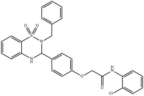 723741-57-9 2-[4-(2-benzyl-1,1-dioxido-3,4-dihydro-2H-1,2,4-benzothiadiazin-3-yl)phenoxy]-N-(2-chlorophenyl)acetamide