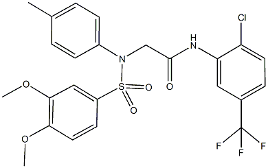 N-[2-chloro-5-(trifluoromethyl)phenyl]-2-{[(3,4-dimethoxyphenyl)sulfonyl]-4-methylanilino}acetamide Struktur