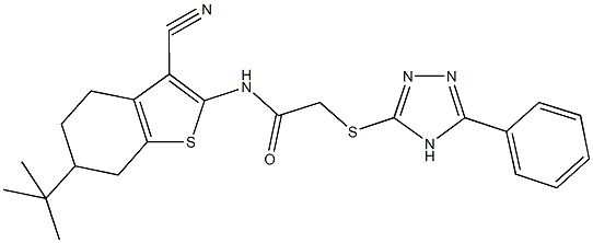 N-(6-tert-butyl-3-cyano-4,5,6,7-tetrahydro-1-benzothien-2-yl)-2-[(5-phenyl-4H-1,2,4-triazol-3-yl)sulfanyl]acetamide Structure