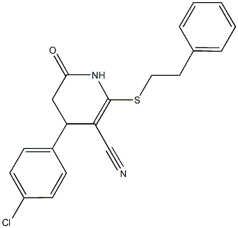 4-(4-chlorophenyl)-6-oxo-2-[(2-phenylethyl)sulfanyl]-1,4,5,6-tetrahydro-3-pyridinecarbonitrile 结构式