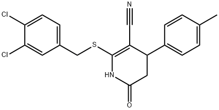 2-[(3,4-dichlorobenzyl)sulfanyl]-4-(4-methylphenyl)-6-oxo-1,4,5,6-tetrahydro-3-pyridinecarbonitrile Struktur