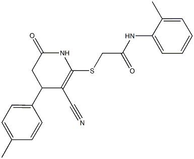 2-{[3-cyano-4-(4-methylphenyl)-6-oxo-1,4,5,6-tetrahydro-2-pyridinyl]sulfanyl}-N-(2-methylphenyl)acetamide|