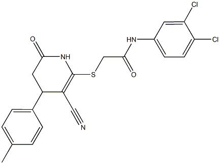2-{[3-cyano-4-(4-methylphenyl)-6-oxo-1,4,5,6-tetrahydro-2-pyridinyl]sulfanyl}-N-(3,4-dichlorophenyl)acetamide Structure