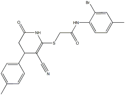 723742-25-4 N-(2-bromo-4-methylphenyl)-2-{[3-cyano-4-(4-methylphenyl)-6-oxo-1,4,5,6-tetrahydro-2-pyridinyl]sulfanyl}acetamide