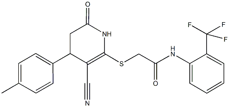 2-{[3-cyano-4-(4-methylphenyl)-6-oxo-1,4,5,6-tetrahydro-2-pyridinyl]sulfanyl}-N-[2-(trifluoromethyl)phenyl]acetamide|