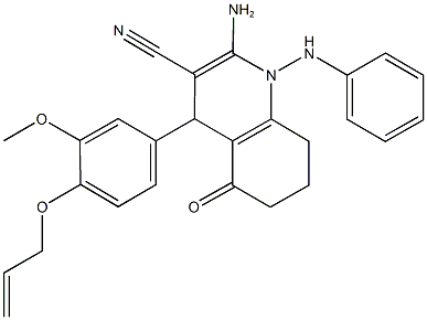 4-[4-(allyloxy)-3-methoxyphenyl]-2-amino-1-anilino-5-oxo-1,4,5,6,7,8-hexahydro-3-quinolinecarbonitrile,723742-44-7,结构式