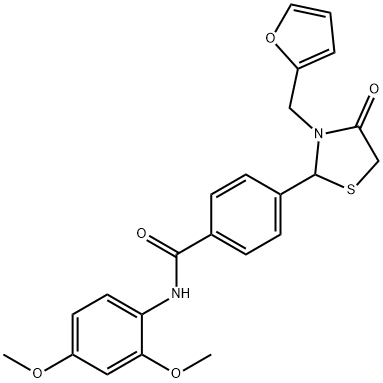 N-(2,4-dimethoxyphenyl)-4-[3-(2-furylmethyl)-4-oxo-1,3-thiazolidin-2-yl]benzamide 化学構造式