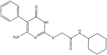 2-[(4-amino-6-oxo-5-phenyl-1,6-dihydro-2-pyrimidinyl)sulfanyl]-N-cyclohexylacetamide 结构式